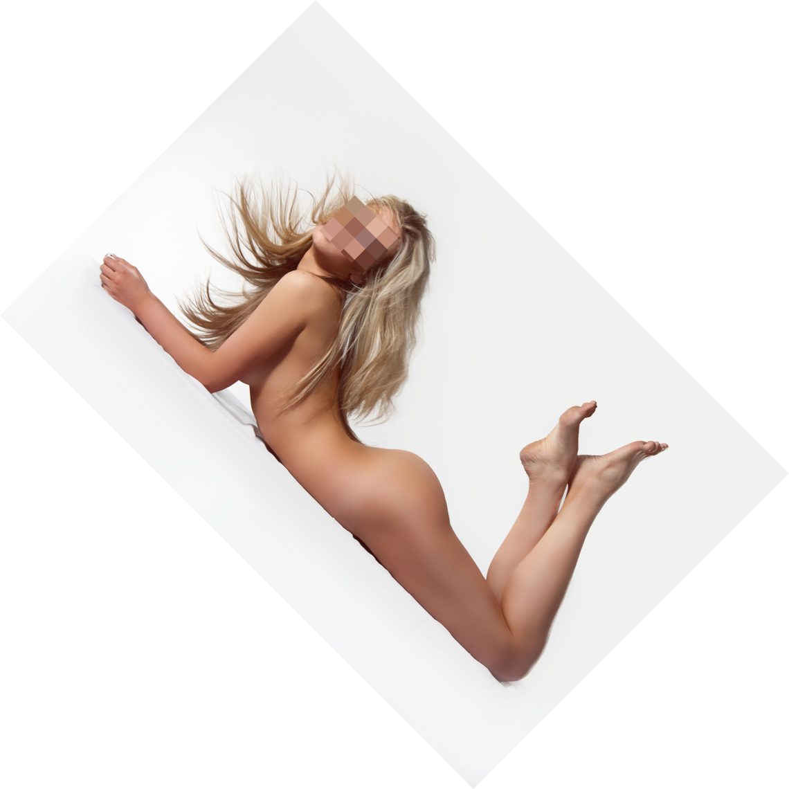 Beautiful naked woman with long smart fair hair
